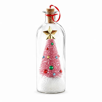 EchoTree recordable Christmas bottle with a pink tree