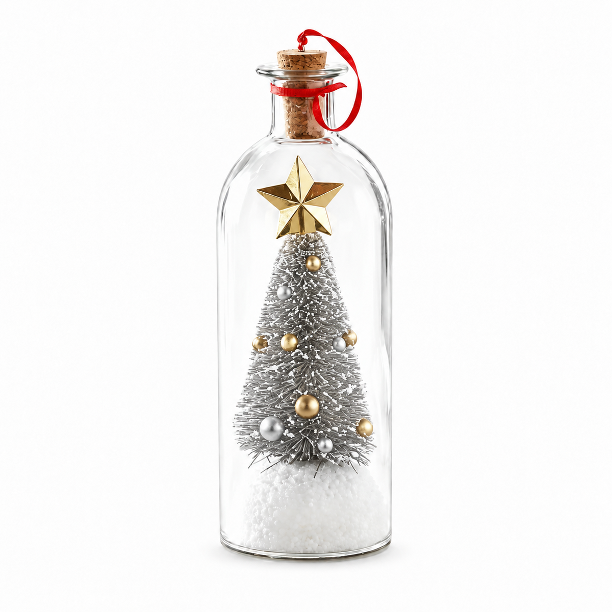 EchoTree recordable Christmas bottle with a silver and gold tree