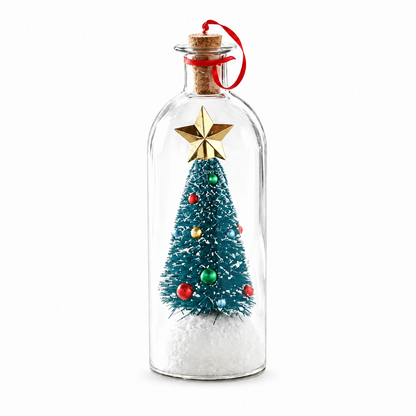 EchoTree recordable Christmas bottle with a teal tree