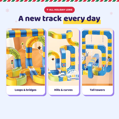 Three different track layouts built with SnapRail Express