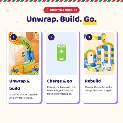 How it works: unwrap and build, charge and go, rebuild